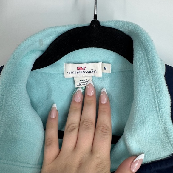 Vineyard Vines Preppy Classic Blue Quarter Long Sleeve Fleece Button Up Sweater - Picture 3 of 4